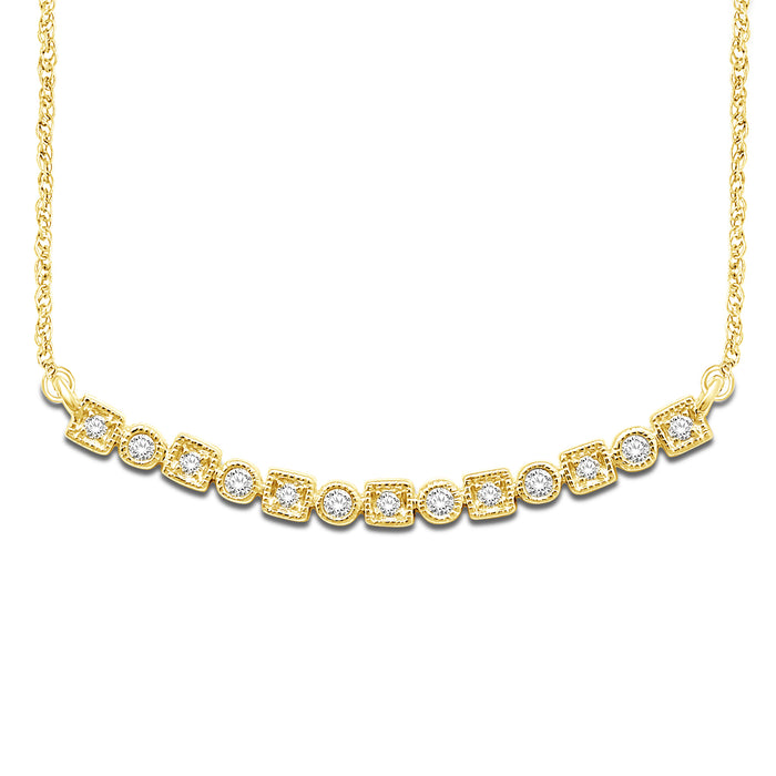 14K Yellow Gold 1/8 Ct.Tw. Diamond Stackable Necklace