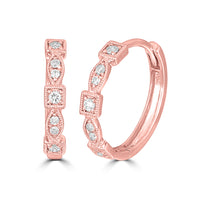 Thumbnail for 14K Rose Gold 1/8 Ct.Tw. Diamond Stackable Hoop Earrings