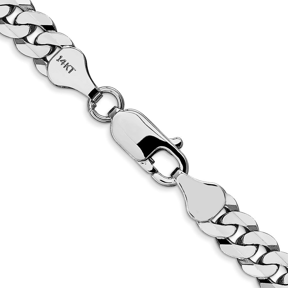 14k WG 6.25mm Flat Beveled Curb Chain