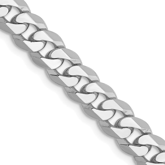 14k WG 6.25mm Flat Beveled Curb Chain