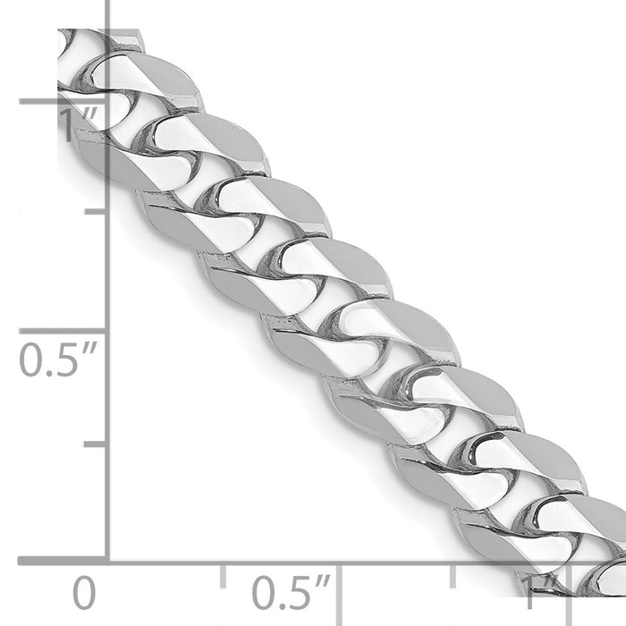 14k WG 7.25mm Flat Beveled Curb Chain