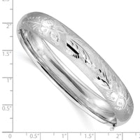 Thumbnail for 14k 7/16 White Gold Florentine Engraved Hinged Bangle