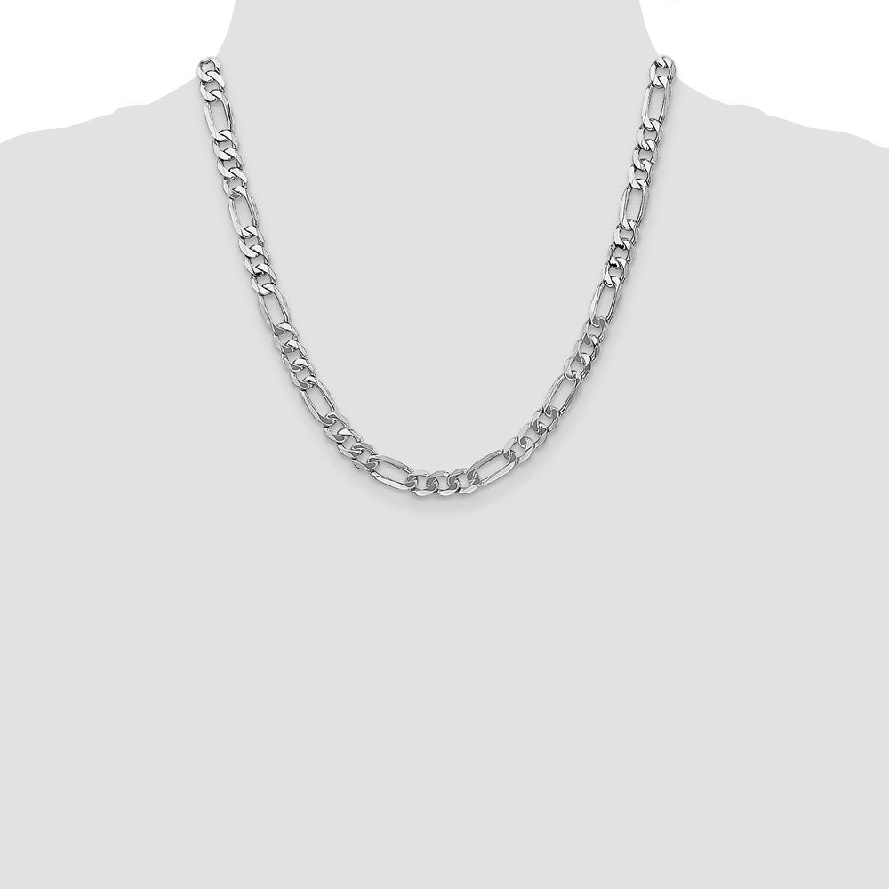 14k WG 7mm Flat Figaro Chain