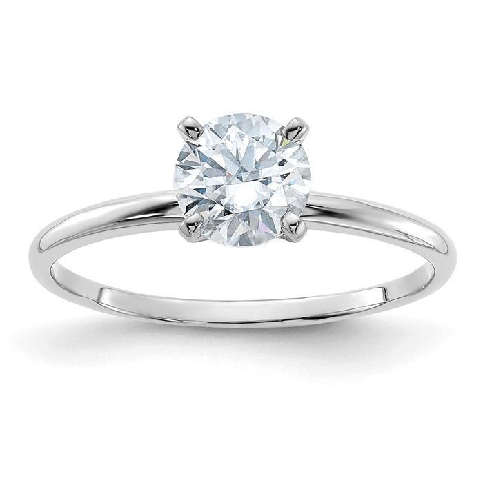 14kw 3/4ct. D E F Pure Light Round Moissanite Solitaire Ring