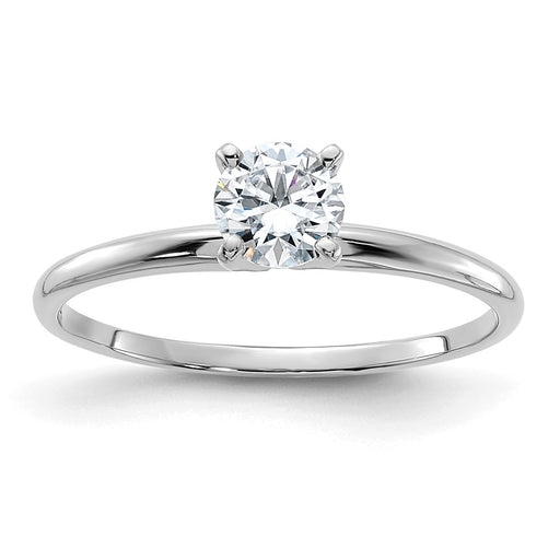 14kw 1/2ct. D E F Pure Light Round Moissanite Solitaire Ring