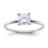 Thumbnail for 14kw 3/4ct. D E F Pure Light Cushion Moissanite Solitaire Ring