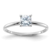 Thumbnail for 14kw 1/2ct. D E F Pure Light Cushion Moissanite Solitaire Ring