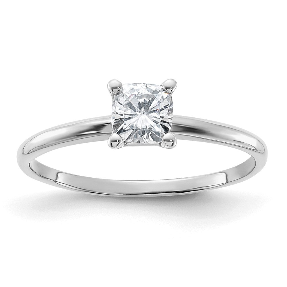 14kw 1/2ct. G H I True Light Cushion Moissanite Solitaire Ring