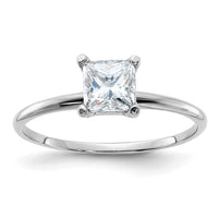 Thumbnail for 14kw 3/4ct. D E F Pure Light Princess Moissanite Solitaire Ring
