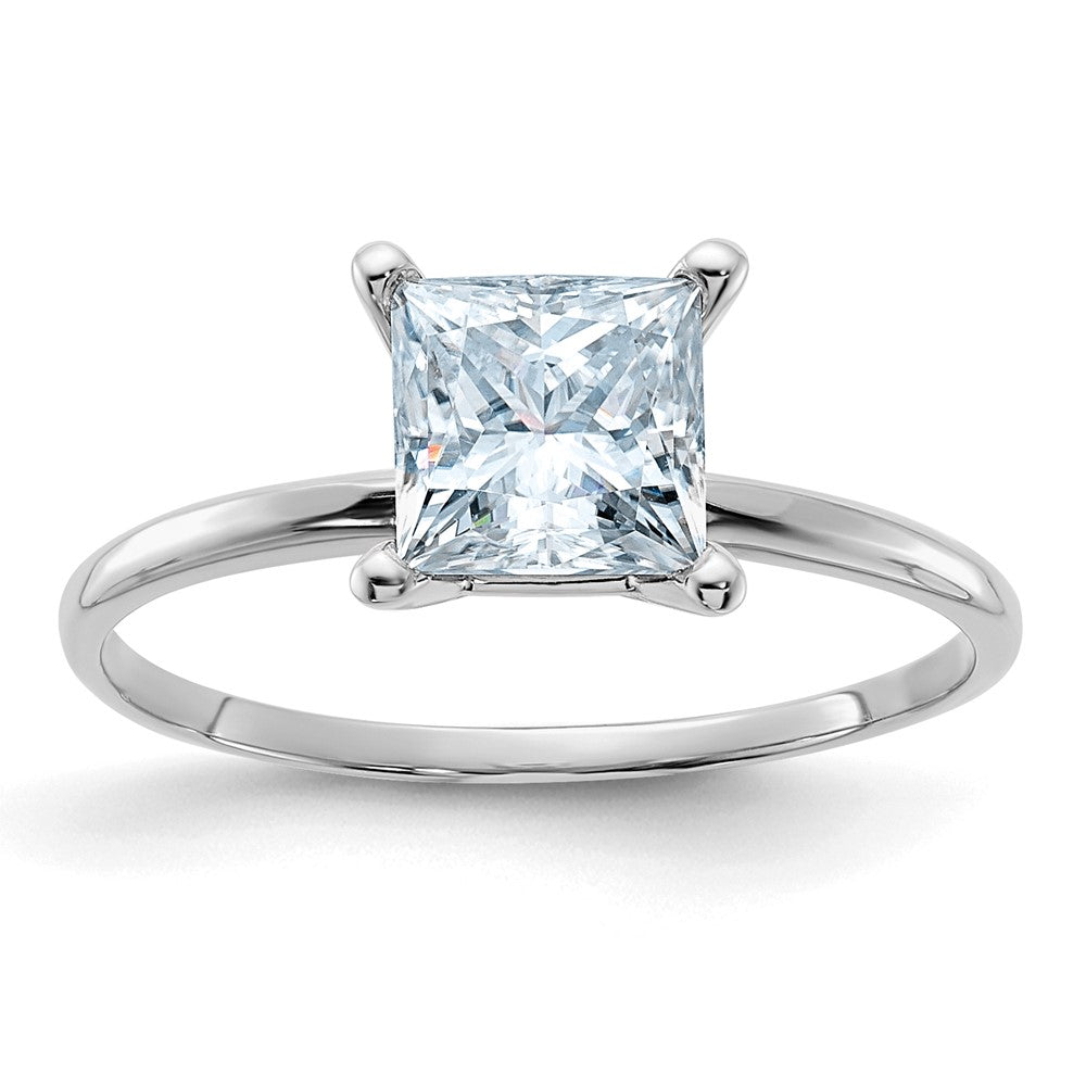 14kw 1 1/3ct. D E F Pure Light Princess Moissanite Solitaire Ring