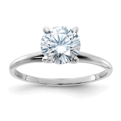 14kw 1 3/4ct. D E F Pure Light Round Moissanite Solitaire Ring