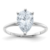 Thumbnail for 14kw 2ct. D E F Pure Light Pear Moissanite Solitaire Ring