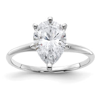 Thumbnail for 14kw 2ct. G H I True Light Pear Moissanite Solitaire Ring