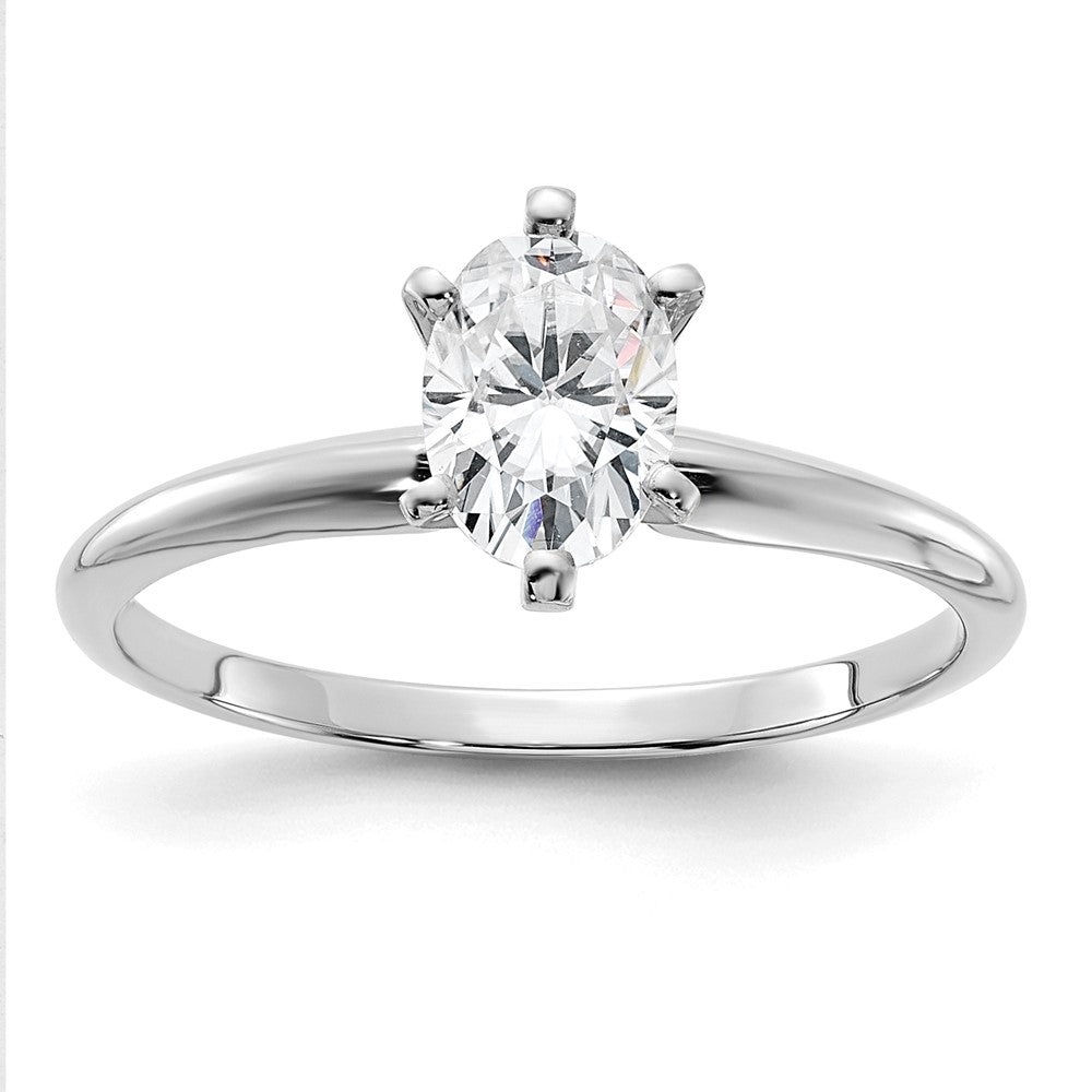 14kw 7/8ct. G H I True Light Oval Moissanite Solitaire Ring