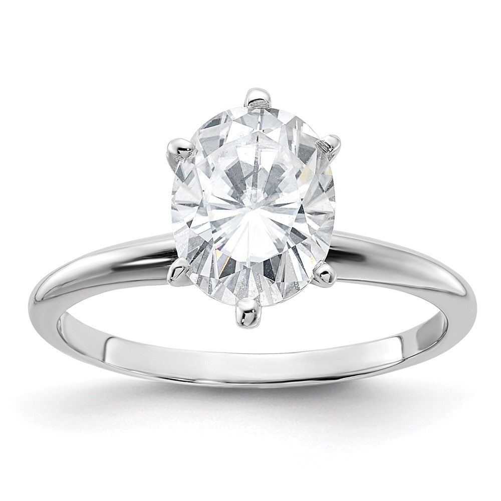 14kw 2ct. G H I True Light Oval Moissanite Solitaire Ring