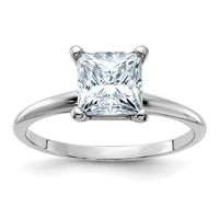 Thumbnail for 14kw 1 3/4ct. D E F Pure Light Princess Moissanite Solitaire Ring
