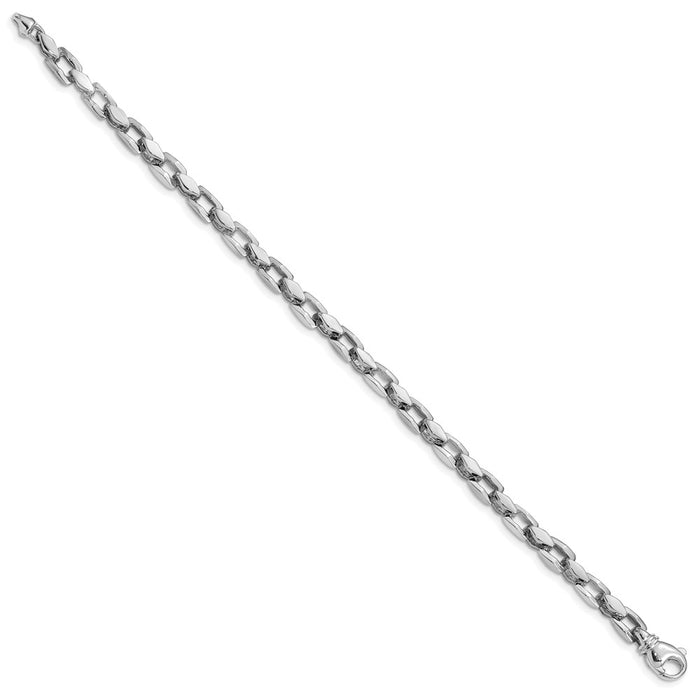 14k White Gold 4.50mm Hand-polished Fancy Link Bracelet