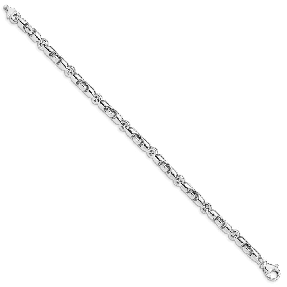 14k WG 5.5mm 8.5in Solid Hand-Polished Fancy Link Bracelet