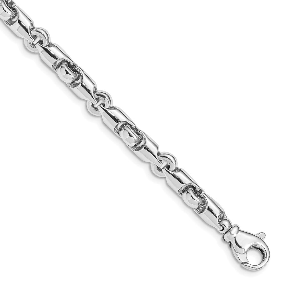 14k WG 5.5mm 8.5in Solid Hand-Polished Fancy Link Bracelet