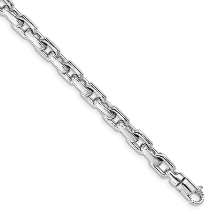 14K White Gold 5.3mm Hand-polished Fancy Link Bracelet