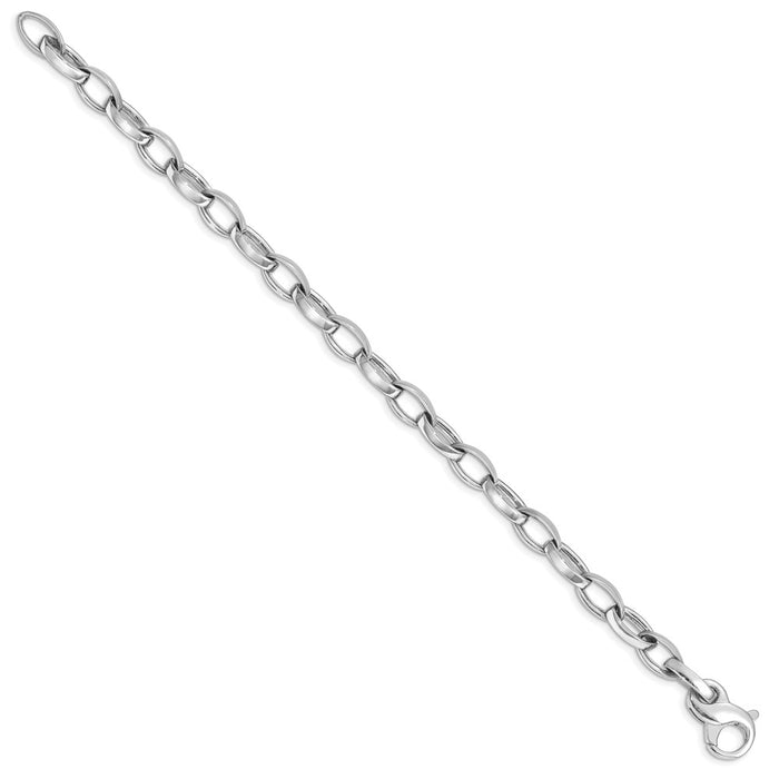 14k WG 6.6mm Polished and Satin Fancy Link Bracelet