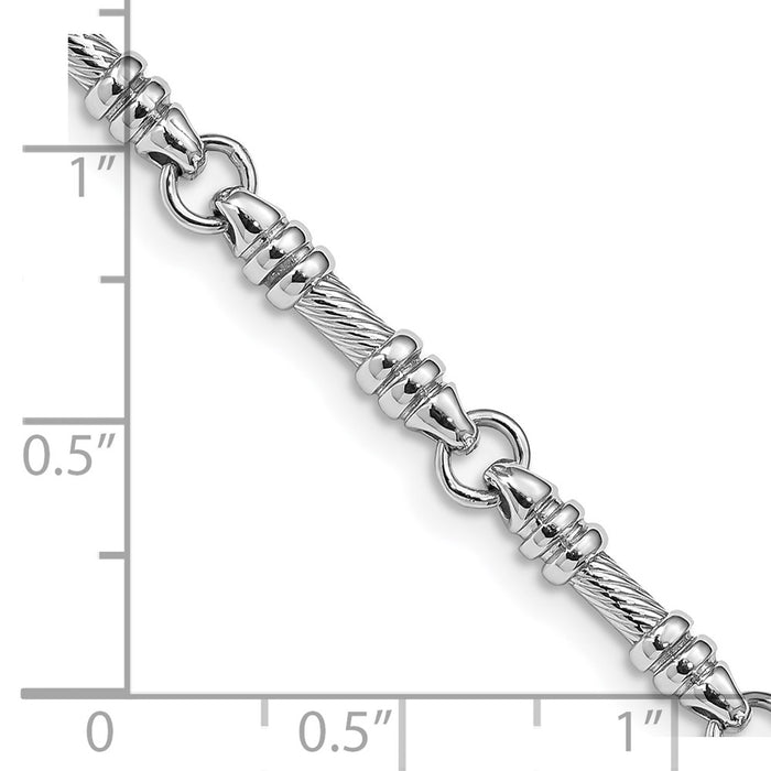 14k White Gold 3.5mm Hand-polished Fancy Link Bracelet