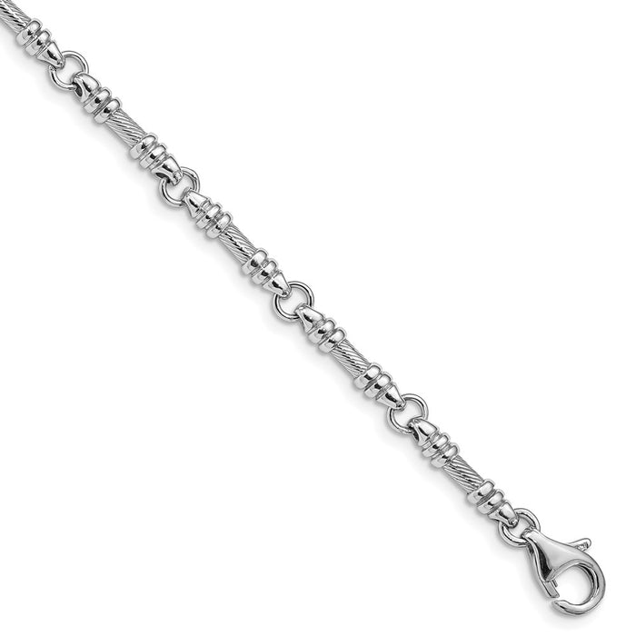 14k White Gold 3.5mm Hand-polished Fancy Link Bracelet