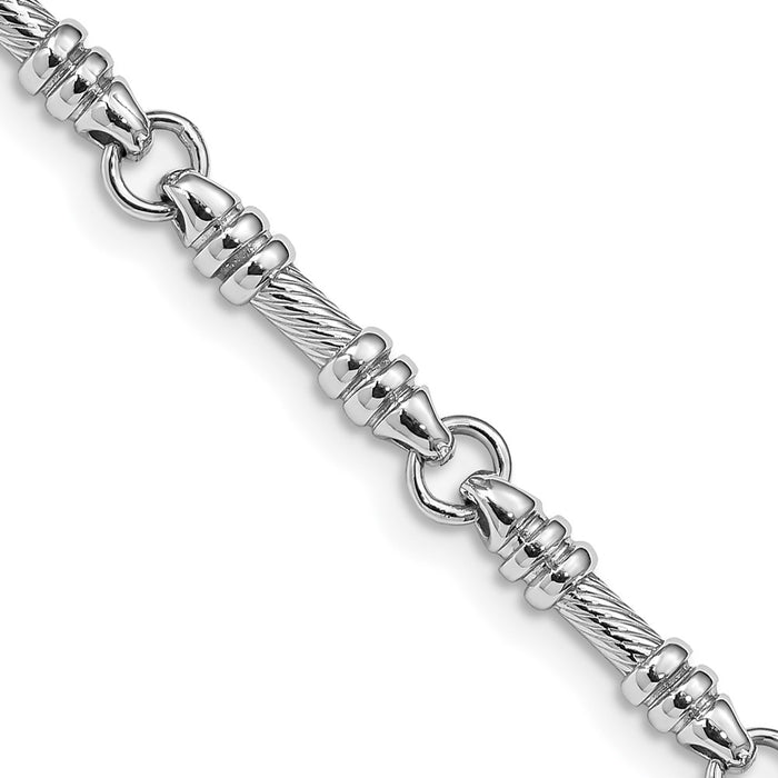 14k White Gold 3.5mm Hand-polished Fancy Link Bracelet