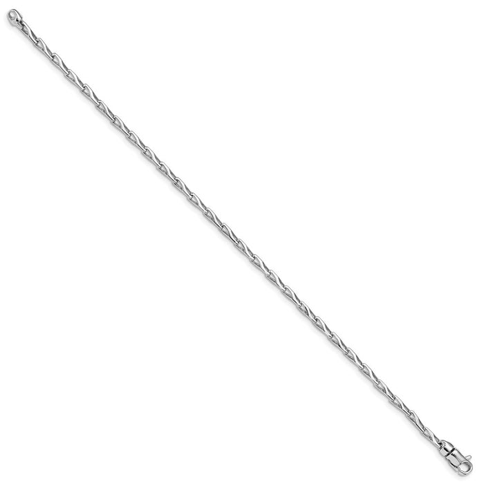 14K White Gold 2.75mm Hand-polished Fancy Link Bracelet