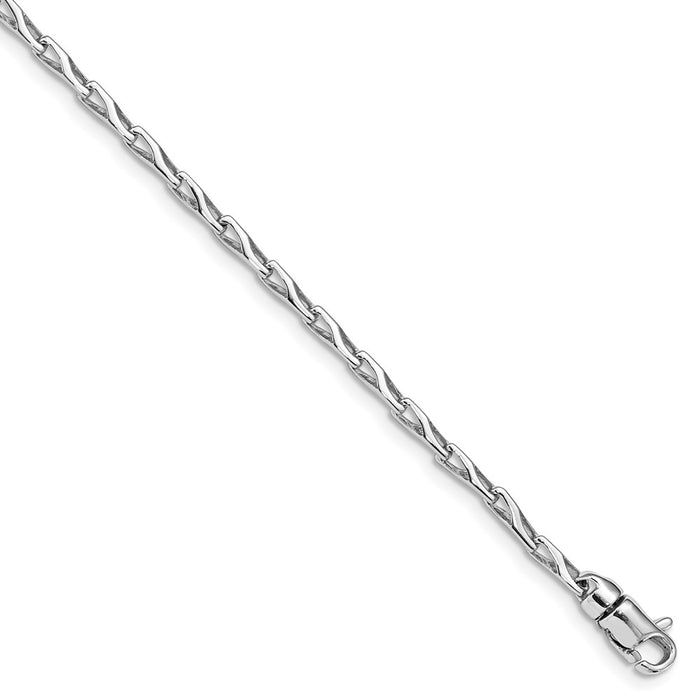 14K White Gold 2.75mm Hand-polished Fancy Link Bracelet