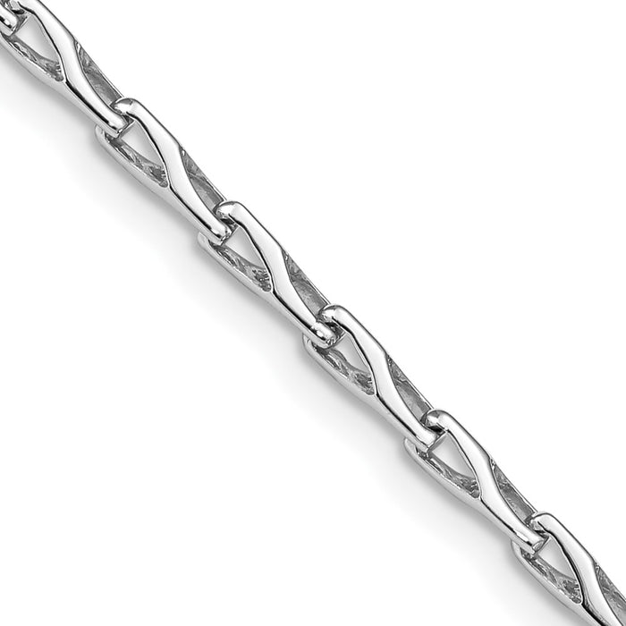 14K White Gold 2.75mm Hand-polished Fancy Link Bracelet