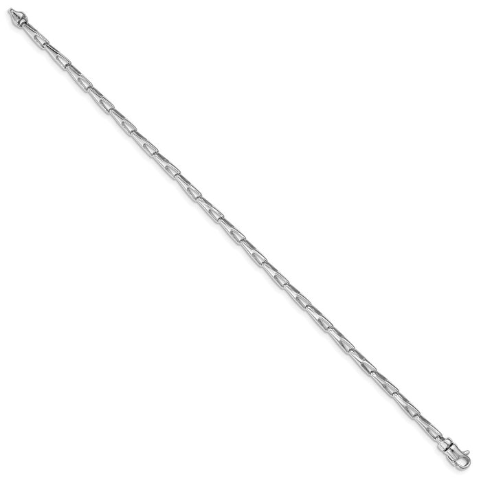 14K White Gold 3mm Hand-polished Fancy Link Bracelet