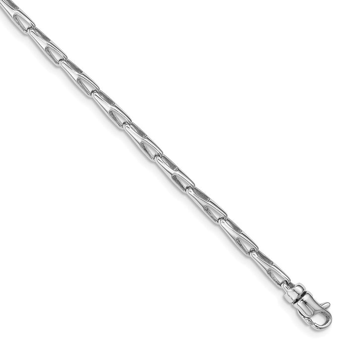 14K White Gold 3mm Hand-polished Fancy Link Bracelet