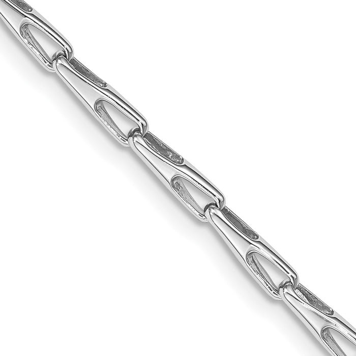 14K White Gold 3mm Hand-polished Fancy Link Bracelet