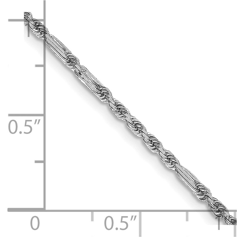 14k White Gold 1.8mm D/C Milano Rope Chain