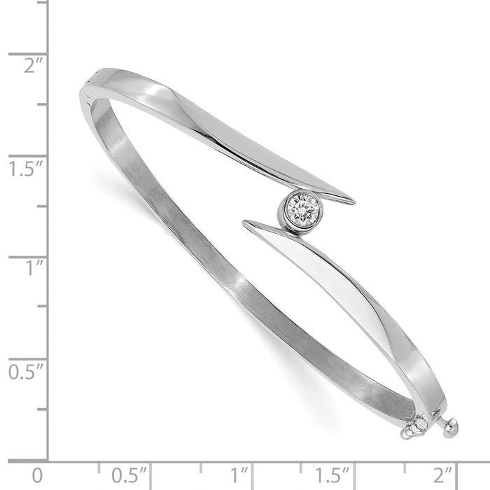 14k White Gold A Diamond Hinged Bangle