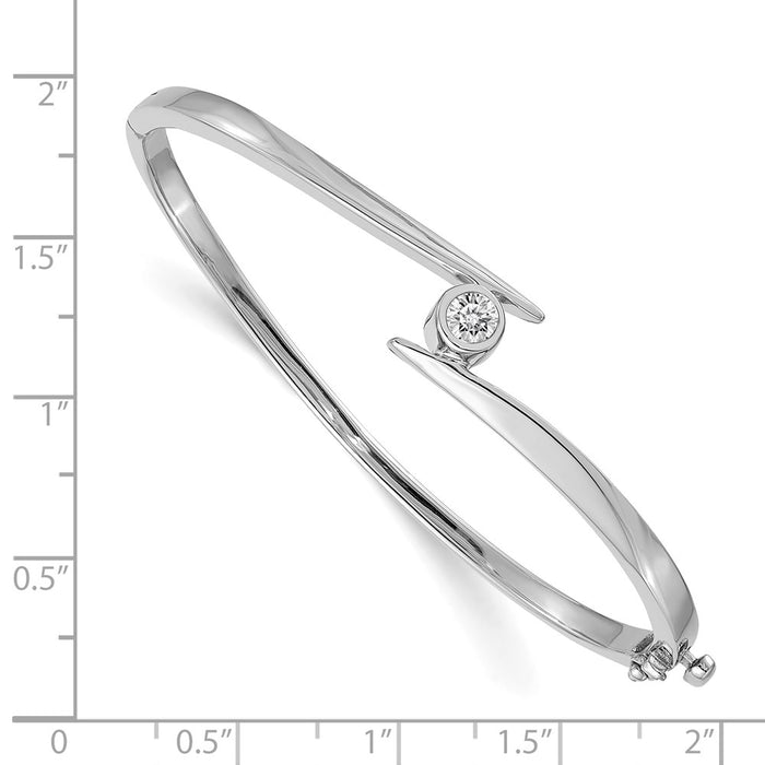 14k White Gold A Diamond Hinged Bangle