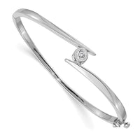 Thumbnail for 14k White Gold AAA Diamond Hinged Bangle