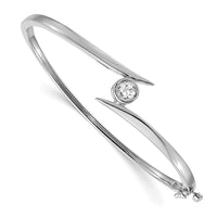 Thumbnail for 14k White Gold AAA Diamond Hinged Bangle