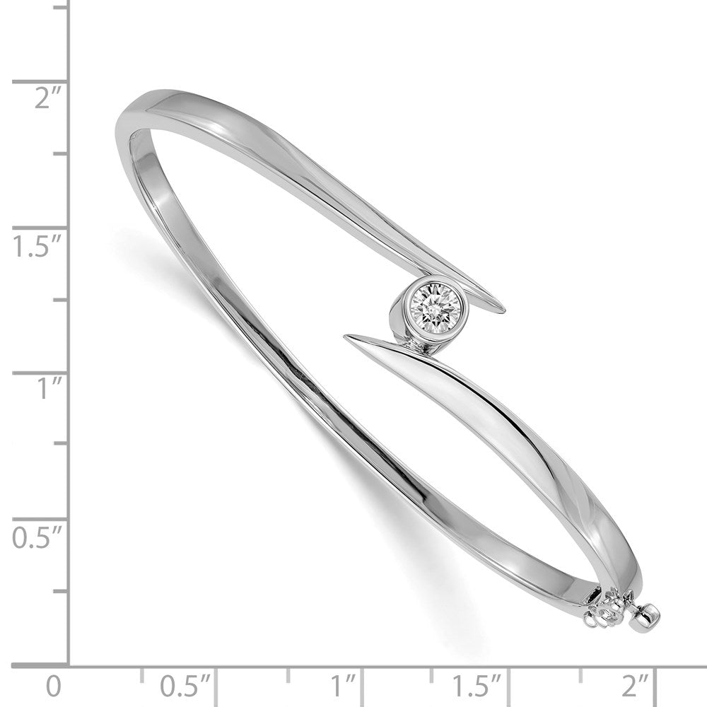 14k White Gold AAA Diamond Hinged Bangle