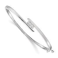 Thumbnail for 14k White Gold AA Diamond Hinged Bangle