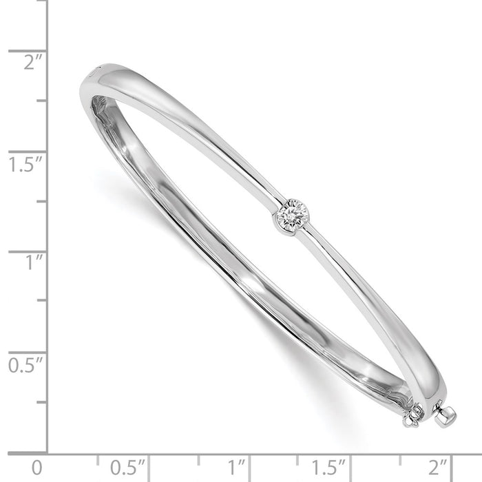 14k White Gold AAA Diamond Hinged Bangle