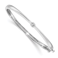 Thumbnail for 14k White Gold AA Diamond Hinged Bangle