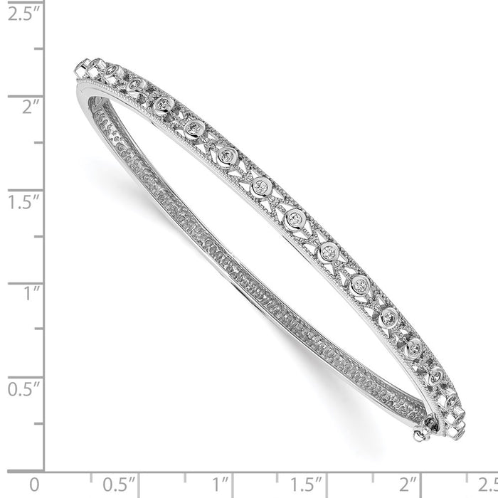 14k White Gold A Diamond Hinged Bangle