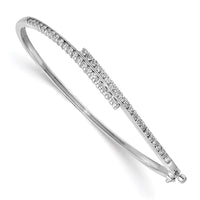 Thumbnail for 14k White Gold A Diamond Hinged Bangle