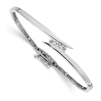 Thumbnail for 14k White Gold AA Diamond Hinged Bangle