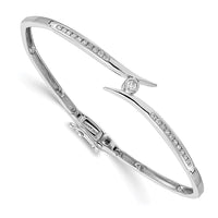 Thumbnail for 14k White Gold AA Diamond Hinged Bangle Bracelet