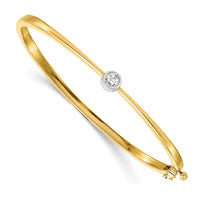 Thumbnail for 14k Two-tone A Diamond Hinged Bangle