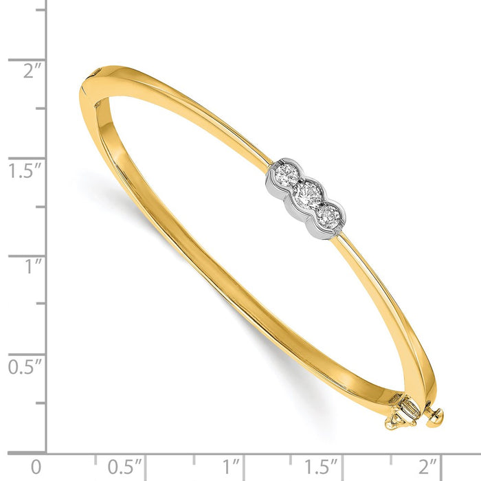 14k Two-tone AAA Diamond Hinged Bangle