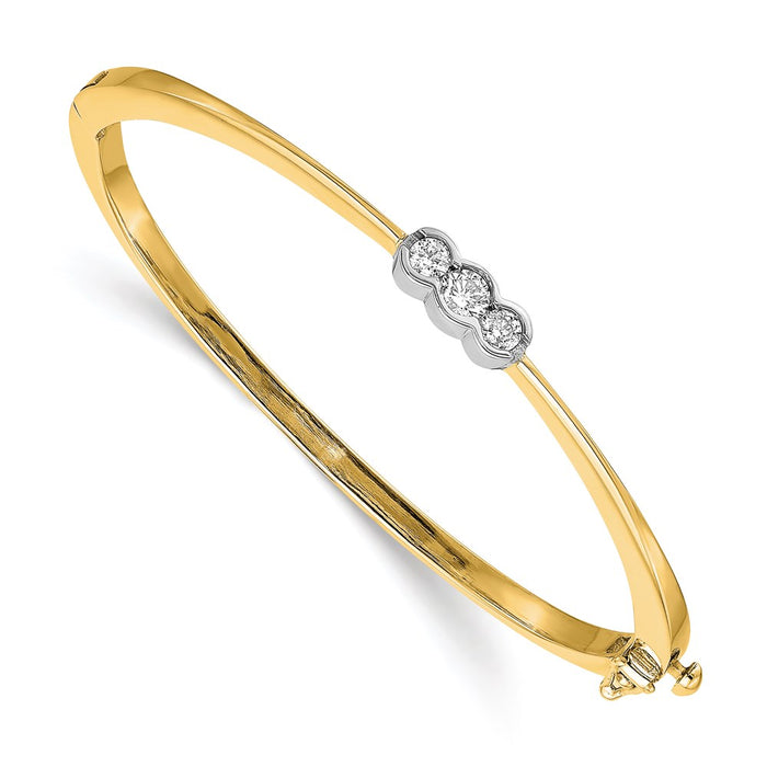 14k Two-tone AAA Diamond Hinged Bangle